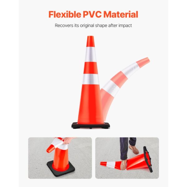 VEVOR 6er-Pack 36-Zoll-Verkehrskegel, Sicherheits-Straßenparkkegel mit schwarzer beschwerter Basis, Orangefarbene PVC-Verkehrssicherheitskegel, Gefahrenkegel – Bild 4 VEVOR 6er-Pack 36-Zoll-Verkehrskegel, Sicherheits-Straßenparkkegel mit schwarzer beschwerter Basis, Orangefarbene PVC-Verkehrssicherheitskegel, Gefahrenkegel – Bild 4