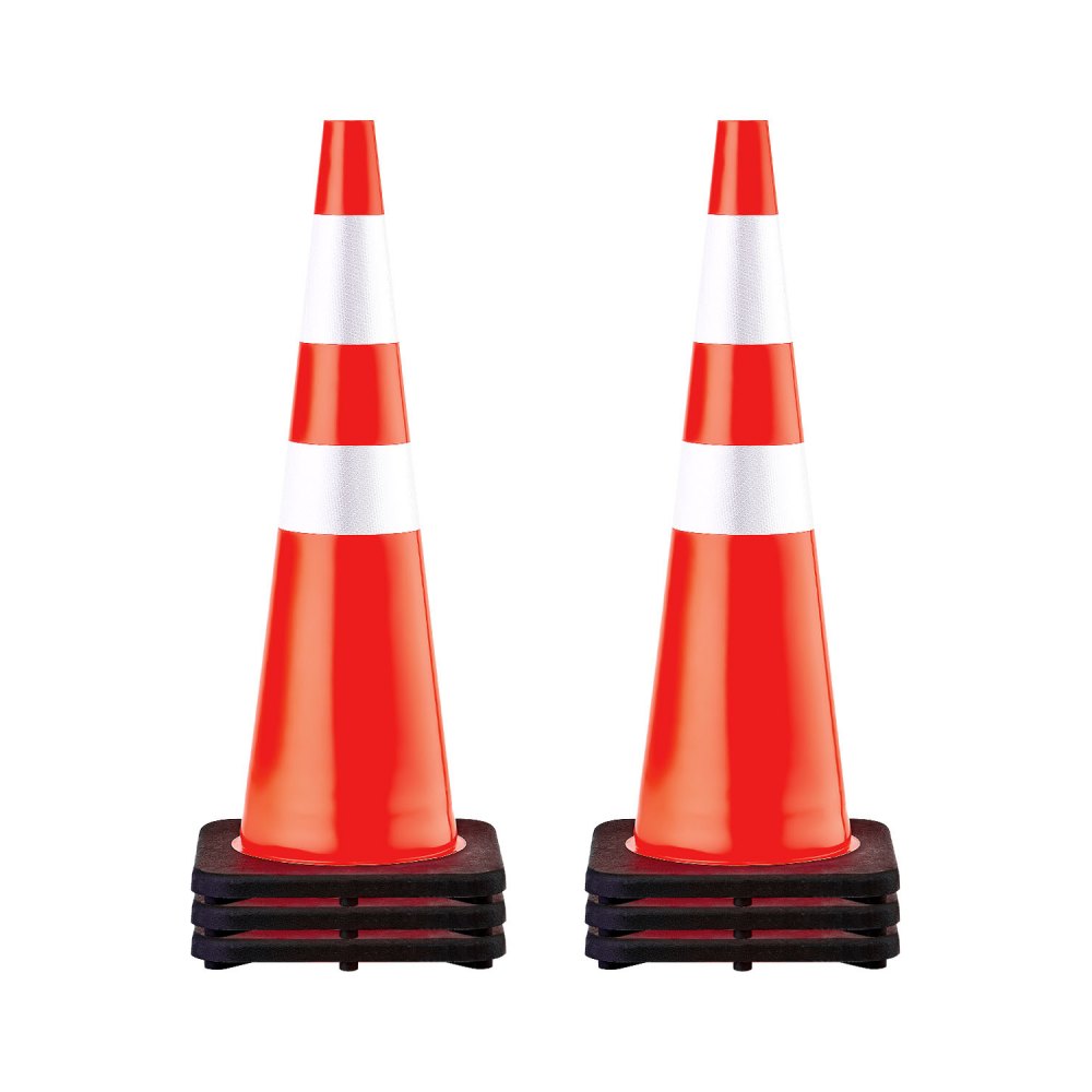 VEVOR 6er-Pack 36-Zoll-Verkehrskegel, Sicherheits-Straßenparkkegel mit schwarzer beschwerter Basis, Orangefarbene PVC-Verkehrssicherheitskegel, Gefahrenkegel