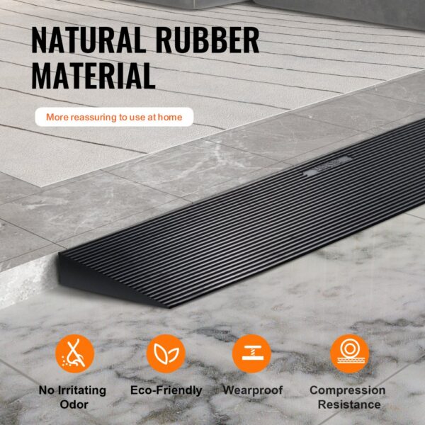 VEVOR Schwellenrampe Vollgummi Türschwellenrampe Max. Tragfähigkeit bis zu 15Tonnen Bordsteinrampe 90x20x3cm Rollstuhlrampe mit doppelseitigem Klebeband Auffahrrampe Gummirampe Selbst zum Schneiden – Bild 3