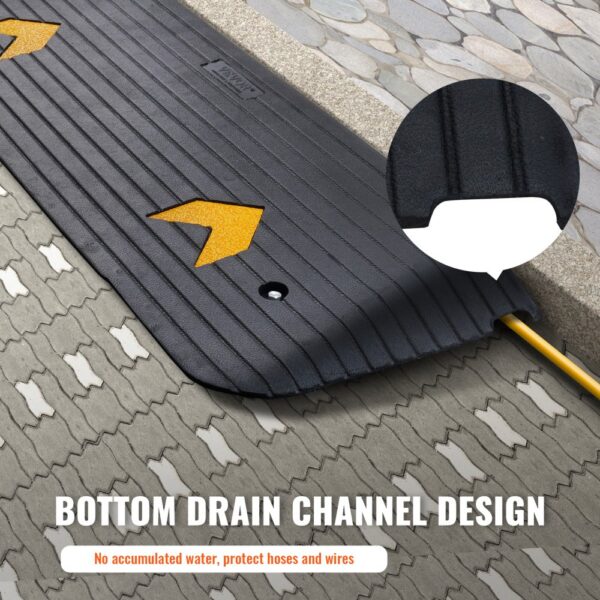 VEVOR Schwellenrampe Vollgummi Türschwellenrampe 15Tonnen Tragfähigkkeit Bordsteinrampe mit Kanal 110x32x3,8cm Rollstuhlrampe Auffahrrampe Gummirampe Ideal für unebenen Boden Bordsteinkanten – Bild 5