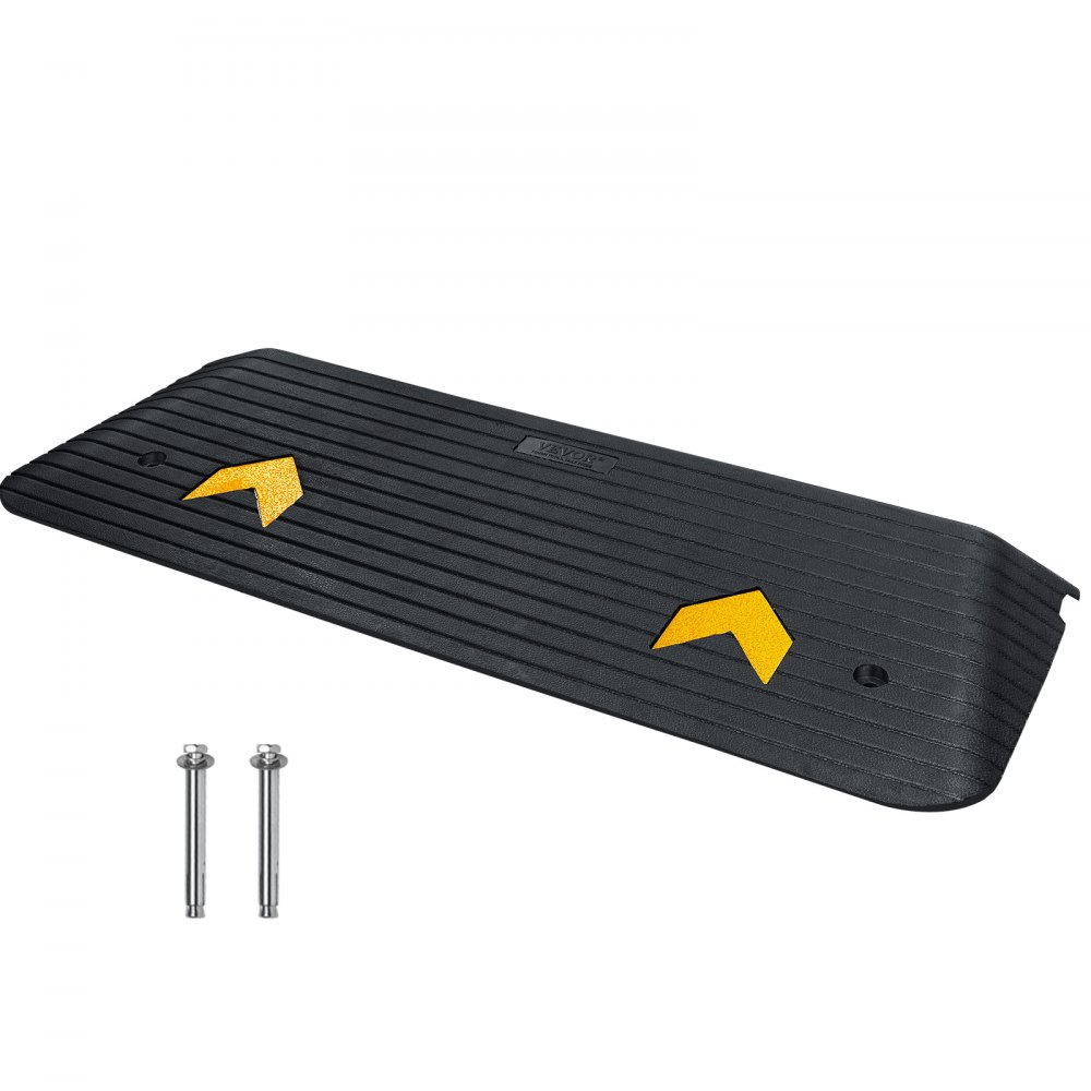 VEVOR Schwellenrampe Vollgummi Türschwellenrampe 15Tonnen Tragfähigkkeit Bordsteinrampe mit Kanal 110x32x3,8cm Rollstuhlrampe Auffahrrampe Gummirampe Ideal für unebenen Boden Bordsteinkanten