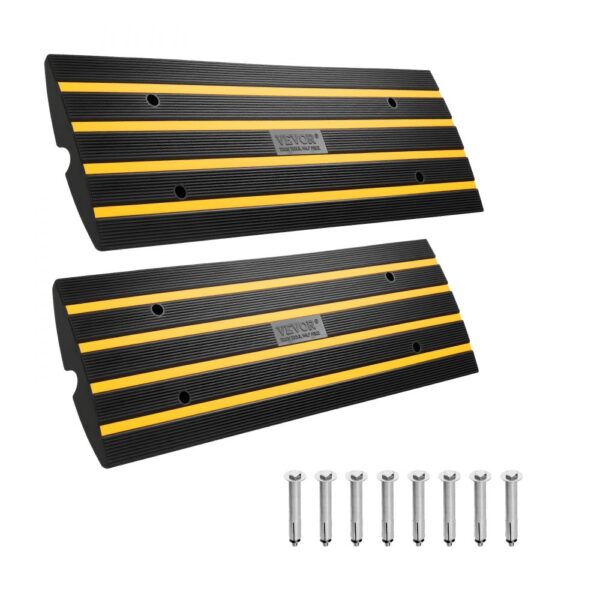 VEVOR 2x Schwellenrampe Vollgummi Türschwellenrampe Max. Belastbarkeit 15Tonnen Bordsteinrampe mit 5,5x3,5cm