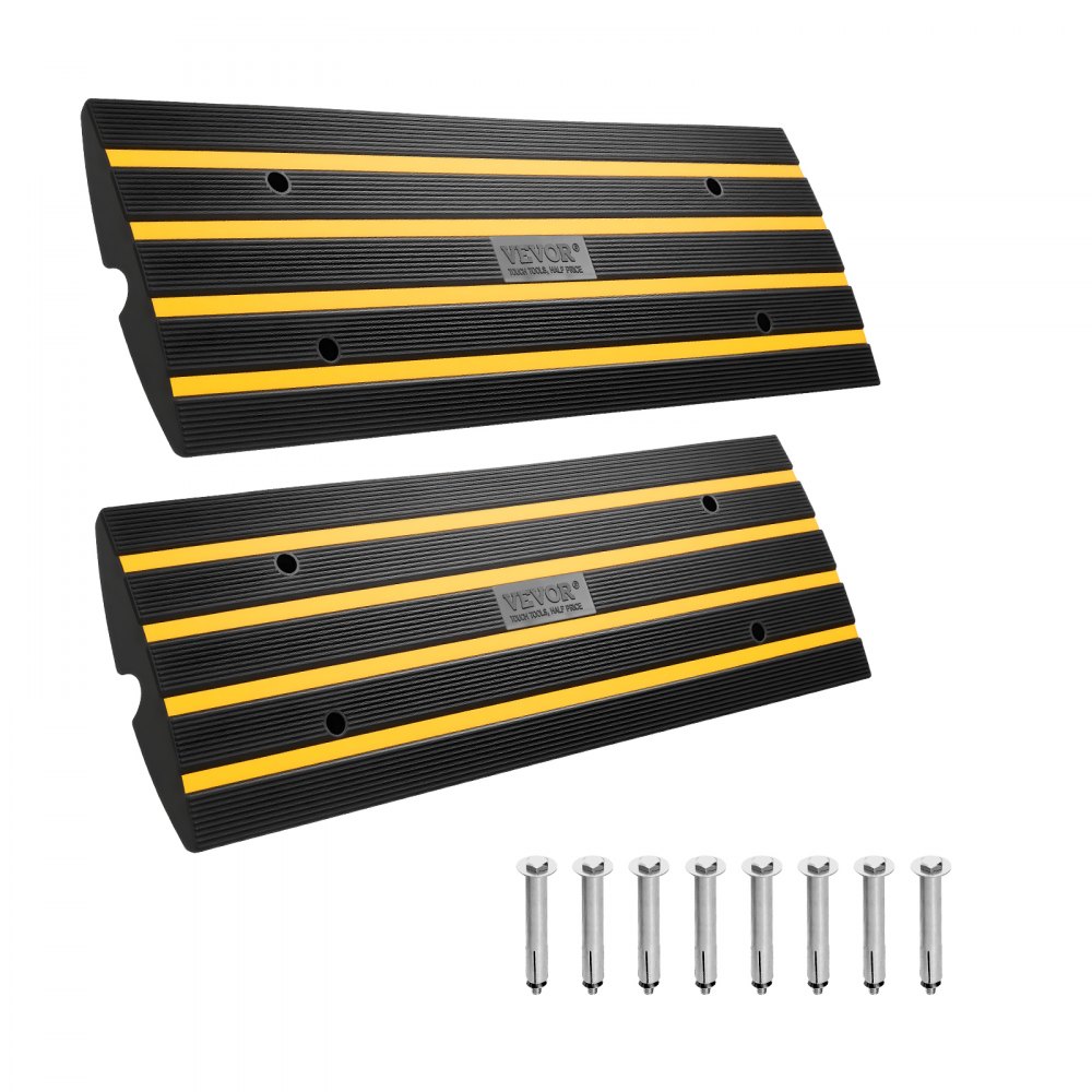 VEVOR 2x Schwellenrampe Vollgummi Türschwellenrampe Max. Belastbarkeit 15Tonnen Bordsteinrampe mit 5,5x3,5cm