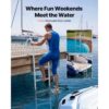 VEVOR Dockleiter, 5 abnehmbare Stufen, Tragkraft 227 kg. Aluminium-Ponton-Bootsleiter mit 8 cm breiten Stufen und rutschfesten Designstufen zum Einsteigen in Boote/Seen/Pools/Ozeane – Bild 2