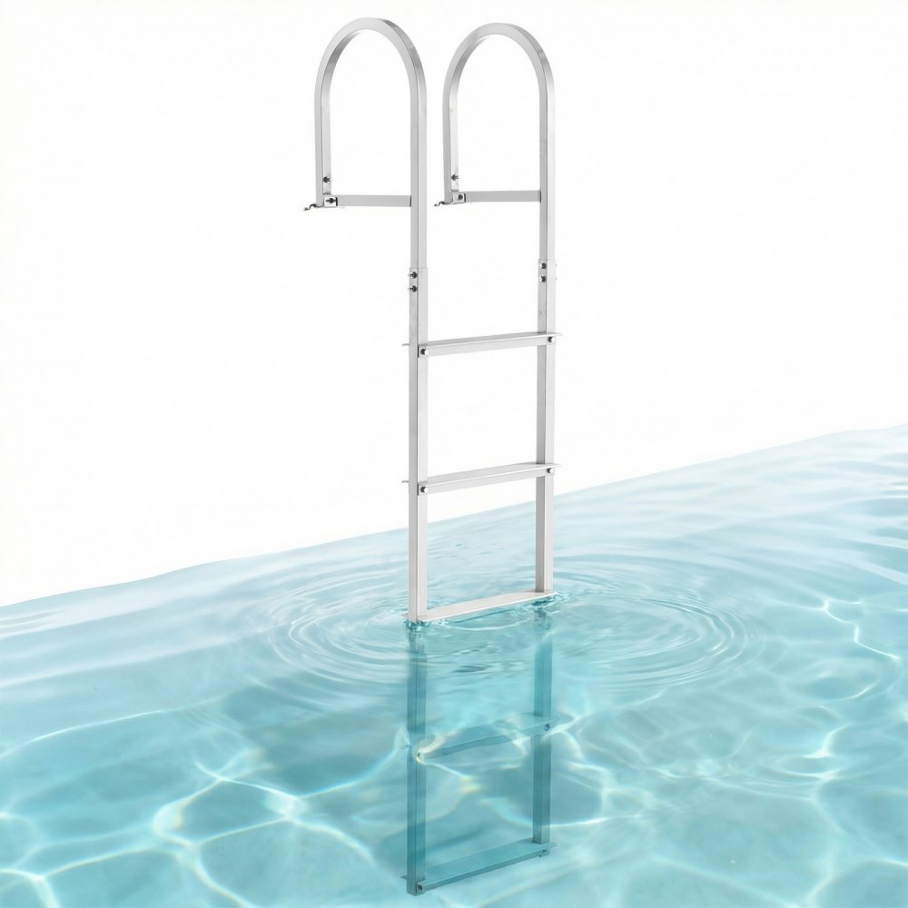VEVOR Dockleiter, 5 abnehmbare Stufen, Tragkraft 227 kg. Aluminium-Ponton-Bootsleiter mit 8 cm breiten Stufen und rutschfesten Designstufen zum Einsteigen in Boote/Seen/Pools/Ozeane
