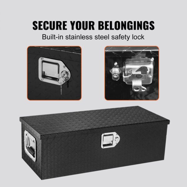 VEVOR 762 x 330 x 244 mm Werkzeugkasten für Lkw-Ladefläche, Abschließbar 64 L Truckbox Werkzeugbox Aufbewahrungs-Werkzeugkasten, 30 kg Tragfähigkeit Werkzeugkiste Organizer für Wohnmobil, PKW usw. – Bild 4