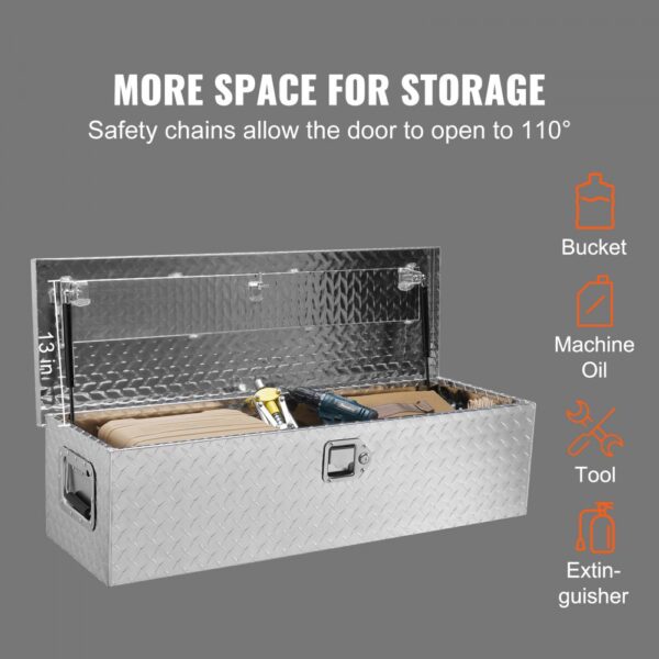 VEVOR 990 x 330 x 254 mm Werkzeugkasten für Lkw-Ladefläche, Abschließbar 83 L Truckbox Werkzeugbox Aufbewahrungs-Werkzeugkasten, 39 kg Tragfähigkeit Werkzeugkiste Organizer für Wohnmobil, PKW usw. – Bild 3