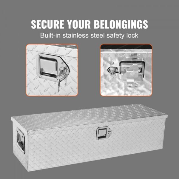 VEVOR 990 x 330 x 254 mm Werkzeugkasten für Lkw-Ladefläche, Abschließbar 83 L Truckbox Werkzeugbox Aufbewahrungs-Werkzeugkasten, 39 kg Tragfähigkeit Werkzeugkiste Organizer für Wohnmobil, PKW usw. – Bild 4