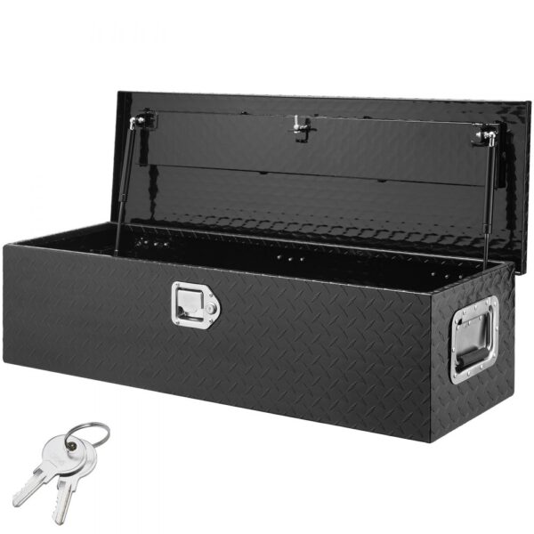 VEVOR 990 x 330 x 254 mm Werkzeugkasten für Lkw-Ladefläche, Abschließbar 83 L Truckbox Werkzeugbox Aufbewahrungs-Werkzeugkasten, 39 kg Tragfähigkeit Werkzeugkiste Organizer für Wohnmobil, PKW Schwarz