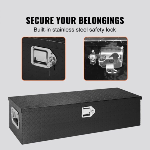 VEVOR 990 x 330 x 254 mm Werkzeugkasten für Lkw-Ladefläche, Abschließbar 83 L Truckbox Werkzeugbox Aufbewahrungs-Werkzeugkasten, 39 kg Tragfähigkeit Werkzeugkiste Organizer für Wohnmobil, PKW Schwarz – Bild 4
