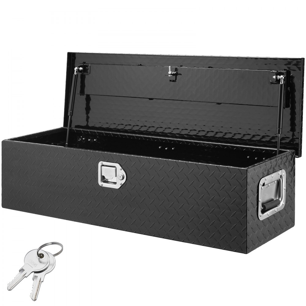 VEVOR 990 x 330 x 254 mm Werkzeugkasten für Lkw-Ladefläche, Abschließbar 83 L Truckbox Werkzeugbox Aufbewahrungs-Werkzeugkasten, 39 kg Tragfähigkeit Werkzeugkiste Organizer für Wohnmobil, PKW Schwarz