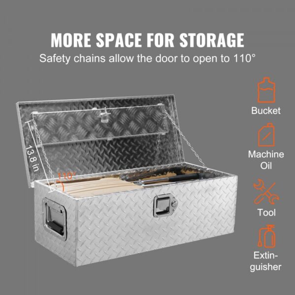 VEVOR 762 x 330 x 244 mm Werkzeugkasten für Lkw-Ladefläche, Abschließbar 64 L Truckbox Werkzeugbox Aufbewahrungs-Werkzeugkasten, 30 kg Tragfähigkeit Werkzeugkiste Organizer für Wohnmobil, PKW usw. – Bild 3