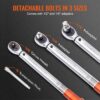 VEVOR Drehmomentschlüssel 3/8", 14–110Nm Drehmomentschlüssel Fahrrad & Motorrad Set, ± 3% Fehlergenauigkeit mit 2 Verlängerungsstangen 152,4mm, 3/8-1/2" & 3/8- 1/4" Adapter, 72 Zähne Einstellbar – Bild 5