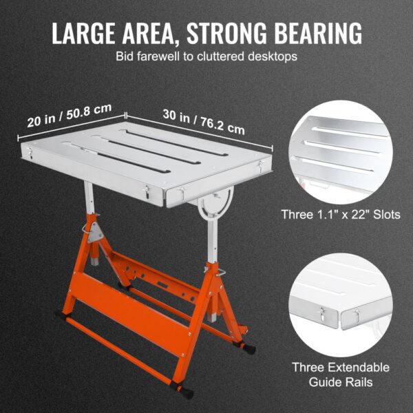 VEVOR Schweißtisch klappbar 76,2x50,8cm Werktisch 181kg Tragfähigkeit Höhenverstellbar von 63,5 bis 81,3cm Einstellbarer Winkel 0°/30°/90° Werkbank Kohlenstoffstahl Werkstatttisch mit Rädern – Bild 5 VEVOR Schweißtisch klappbar 76,2x50,8cm Werktisch 181kg Tragfähigkeit Höhenverstellbar von 63,5 bis 81,3cm Einstellbarer Winkel 0°/30°/90° Werkbank Kohlenstoffstahl Werkstatttisch mit Rädern – Bild 5