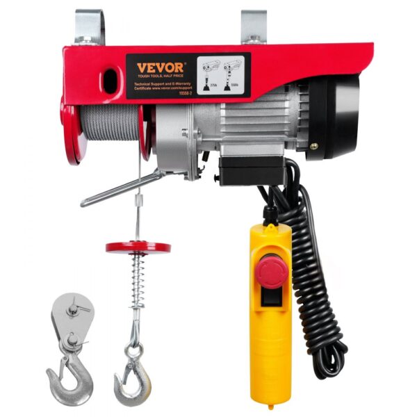 VEVOR 230V Elektrische Seilwinde 125kg bis 250kg Hubhöhe 12m Seilzug Motorwinde 510W Motor Flaschenzug 10m/min Hubgeschwindigkeit Hebezug mit kabelgebundener Fernbedienung Seilhebezug Kettenzug