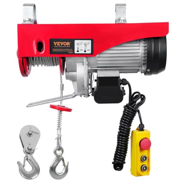VEVOR 230V Elektrische Seilwinde 500kg bis 1000kg Hubhöhe 12m Seilzug Motorwinde 1600W Motor Flaschenzug 10m/min Hubgeschwindigkeit Hebezug mit kabelgebundener Fernbedienung Seilhebezug Kettenzug