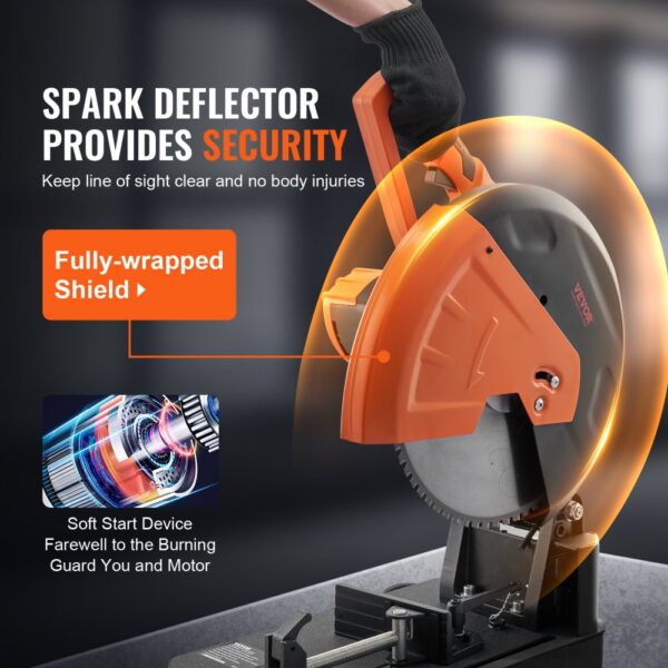 VEVOR 2800 W Kapp- und Gehrungssäge Kreissägeblatt, 35,5 cm, Professional Paneelsäge Kappzugsäge, Sägen Kappsäge Kreissäge Hochwertiges Sägeblatt Kaltschnitt-Kappsäge Orange & Schwarz – Bild 5 VEVOR 2800 W Kapp- und Gehrungssäge Kreissägeblatt, 35,5 cm, Professional Paneelsäge Kappzugsäge, Sägen Kappsäge Kreissäge Hochwertiges Sägeblatt Kaltschnitt-Kappsäge Orange & Schwarz – Bild 5