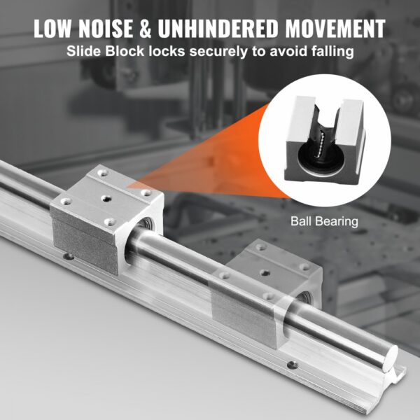 VEVOR Linearführung Linearschiene 2 Stk. SBR20-1000mm Kohlenstoffstahl Aluminium Führungsschiene mit 4 Stk. SBR20UU-Gleitblöcke Linearlager Lagerblock CNC Teile für 3D Drucker Fräs-/Drehmaschine – Bild 4