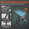 VEVOR Motorradheber Motorradhebebühne 200 kg, Montageständer Montagebock Heber Montagelift 255-460 mm Einstellbare Höhe, 0–120 mm Bühne Stahl Reparatur Wartung für Motorräder Orange + Schwarz – Bild 3