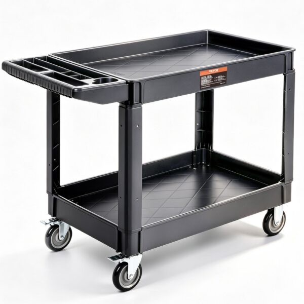 VEVOR Servierwagen 249kg Tragfähigkeit Abräumwagen 116x65x85cm Servicewagen aus PP Werkstattwagen mit arretierbaren Rädern Werkzeugwagen Werkstatt-Rollwagen für Lager Garagen Büros Gärtner Hotels