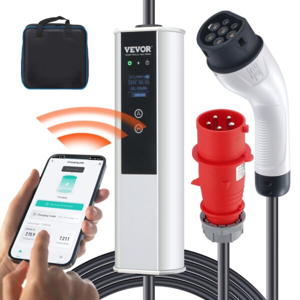 VEVOR Typ2 EV Ladekabel für Elektrofahrzeug 32A Ladegerät mit CEE 32 Stecker Wallbox 7,36kW(einphasig)/22kW(dreiphasig) 7,5m Ladekabel EV Ladestation 4 Stufen der Stromanpassung(16A/20A/24A/32A) VEVOR Typ2 EV Ladekabel für Elektrofahrzeug 32A Ladegerät mit CEE 32 Stecker Wallbox 7,36kW(einphasig)/22kW(dreiphasig) 7,5m Ladekabel EV Ladestation 4 Stufen der Stromanpassung(16A/20A/24A/32A)