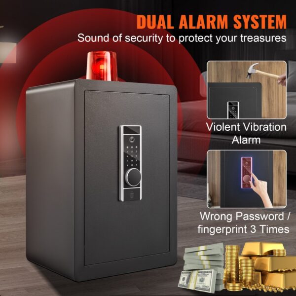 VEVOR Safe Tresor 62 L, Möbeltresor mit Feuerfester Geldtasche, Passwort & Schlüssel & Fingerabdruck Herausnehmbares Regal, Innenschrank, Wandtresor für Bargeld, Schmuck, Dokumente, Wertsache – Bild 5