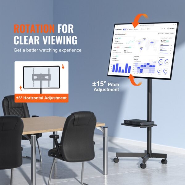 VEVOR TV Ständer mit Rollen Universal 1430–1538 mm Höhenverstellbar, 100 x 100 mm / 400 x 400 mm, 39,9 kg Belastbarer Bodenständer Standfuß Passend für 58,42-152,4 cm Fernsehen, TV-Halterung – Bild 3 VEVOR TV Ständer mit Rollen Universal 1430–1538 mm Höhenverstellbar, 100 x 100 mm / 400 x 400 mm, 39,9 kg Belastbarer Bodenständer Standfuß Passend für 58,42-152,4 cm Fernsehen, TV-Halterung – Bild 3