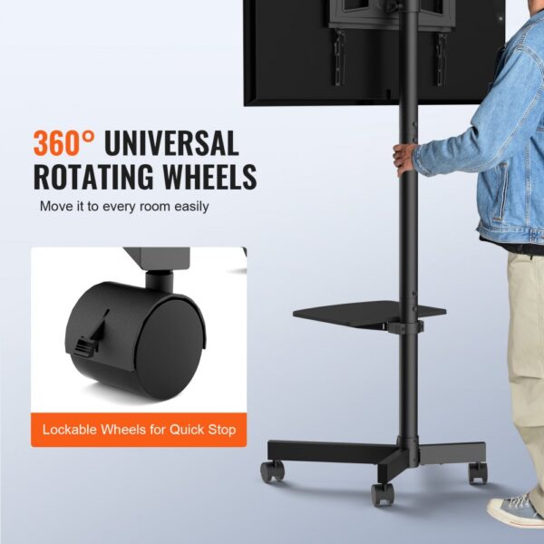VEVOR TV Ständer mit Rollen Universal 1430–1538 mm Höhenverstellbar, 100 x 100 mm / 400 x 400 mm, 39,9 kg Belastbarer Bodenständer Standfuß Passend für 58,42-152,4 cm Fernsehen, TV-Halterung – Bild 5 VEVOR TV Ständer mit Rollen Universal 1430–1538 mm Höhenverstellbar, 100 x 100 mm / 400 x 400 mm, 39,9 kg Belastbarer Bodenständer Standfuß Passend für 58,42-152,4 cm Fernsehen, TV-Halterung – Bild 5