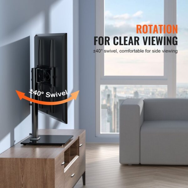 VEVOR TV Ständer mit Rollen Universal 615–670 mm Höhenverstellbar, 75 x 75 mm, 400 x 400 mmm 41 kg Belastbar Bodenständer Standfuß Mobil Wagen Fernsehständer, Stabile Halterung Fernsehtisch – Bild 4