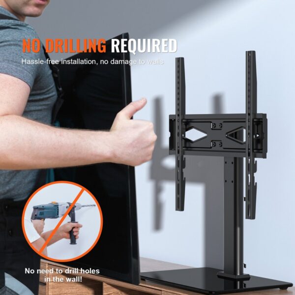 VEVOR TV Ständer mit Rollen Universal 615–670 mm Höhenverstellbar, 75 x 75 mm, 400 x 400 mmm 41 kg Belastbar Bodenständer Standfuß Mobil Wagen Fernsehständer, Stabile Halterung Fernsehtisch – Bild 5