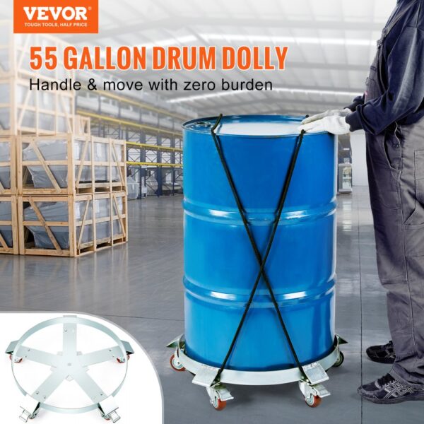 VEVOR Fassroller 250L Transportroller Kohlenstoffstahl Rollbrett Innendurchmesser Ø607mm Fasswagen mit 5 Universalrädern (2 mit Bremsen) Transportwagen zum Transport von Fass bis zu 567kg – Bild 2 VEVOR Fassroller 250L Transportroller Kohlenstoffstahl Rollbrett Innendurchmesser Ø607mm Fasswagen mit 5 Universalrädern (2 mit Bremsen) Transportwagen zum Transport von Fass bis zu 567kg – Bild 2