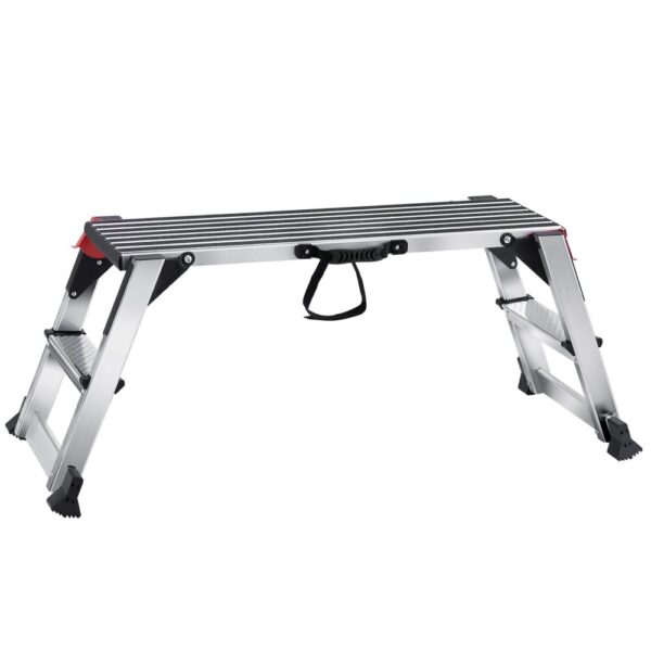 VEVOR Alu Arbeitsplattform Klappwerkbank 100x30x48,7cm Arbeitsbühne 200kg Tragfähigkeit Trittbank mit Sicherheitsschlössern Trittleiter für Zuhause Büro Werkstatt & Garage Silber