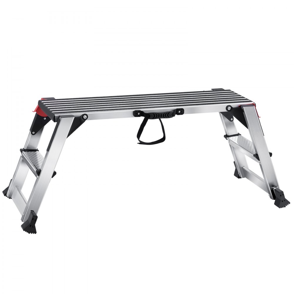 VEVOR Alu Arbeitsplattform Klappwerkbank 100x30x48,7cm Arbeitsbühne 200kg Tragfähigkeit Trittbank mit Sicherheitsschlössern Trittleiter für Zuhause Büro Werkstatt & Garage Silber