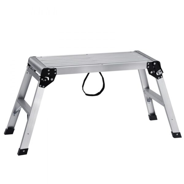 VEVOR Alu Arbeitsplattform Klappwerkbank 76x30x50,8cm Arbeitsbühne 150 kg Tragfähigkeit Trittbank mit Sicherheitsschlössern Trittleiter für Zuhause Büro Werkstatt & Garage Silber