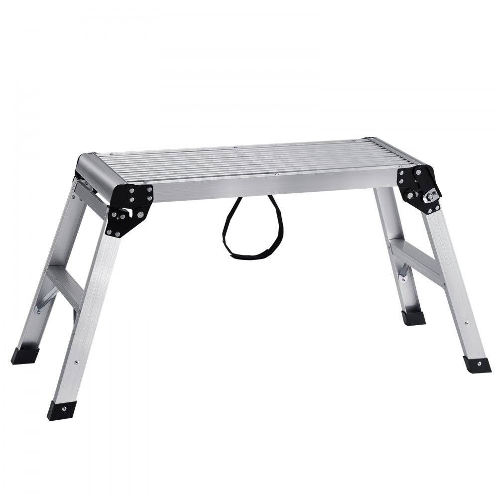 VEVOR Alu Arbeitsplattform Klappwerkbank 76x30x50,8cm Arbeitsbühne 150 kg Tragfähigkeit Trittbank mit Sicherheitsschlössern Trittleiter für Zuhause Büro Werkstatt & Garage Silber