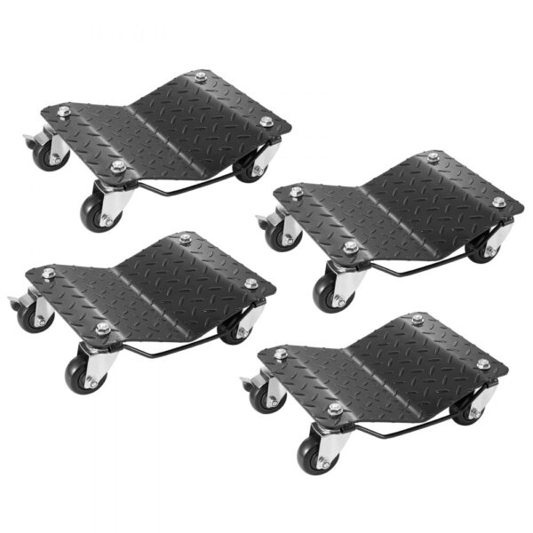 VEVOR Rangierhilfe Auto 4 Stk. bis 3000 kg Belastbar Rad Rangierheber Set für Elektrofahrzeuge Notfallwagen mit 4 Rädern Mobiler Reifenwagen Trolley aus Stahl Reifenhalter für Auto Motorräder Pickups