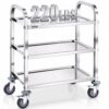 VEVOR Laborwagen Gerätewagen Medizintechnik Servierwagen 201 Edelstahl Tragbar Abräumwagen 100 kg Tragfähigkeit, 740 x 396 x 860 mm Labor Rollwagen Medical Trolley Dreifach-Design Silber