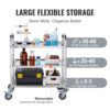 VEVOR Laborwagen Gerätewagen Medizintechnik Servierwagen 201 Edelstahl Tragbar Abräumwagen 100 kg Tragfähigkeit, 740 x 396 x 860 mm Labor Rollwagen Medical Trolley Dreifach-Design Silber – Bild 5