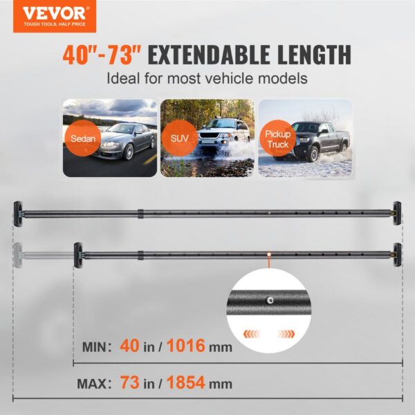 VEVOR Cargo Bar, SUV Ladeflächenstange, verstellbar von 1016 bis 1854 mm, Ladestabilisierungsstange aus Stahl mit 100 kg Kapazität, verschiebbarer Ladestangenanschlag für Auto – Bild 2