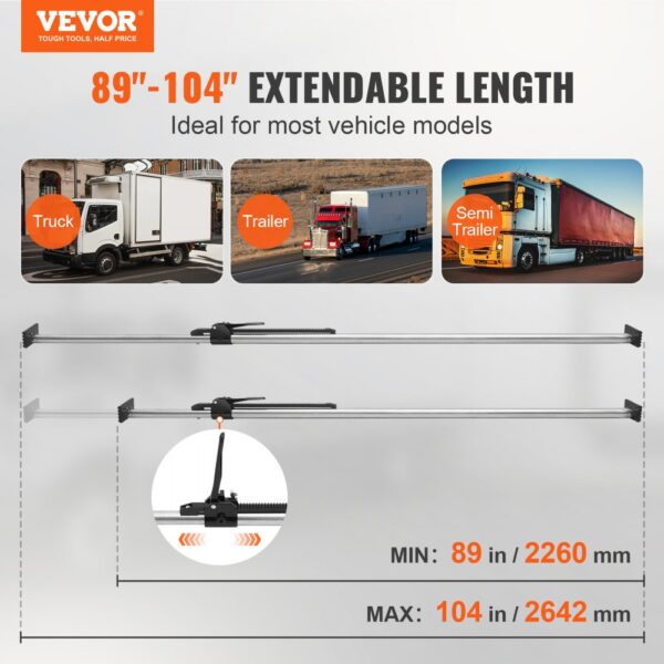VEVOR Ladungsstange Stützstange, Verstellbar von 2260 bis 2642 mm, Stahl-Cargo-Stabilisierungsstange mit 140 kg Kapazität, LKW-Ladeflächen-Laststange für Anhänger, Sattelauflieger (4 Stk.) – Bild 2