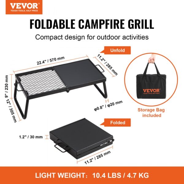 VEVOR BBQ Gills Holzkohlegrill Klappgrill Tischgrill 570 x 285 x 230 mm, 6 kg Belastbar Tragbarer Reisegrill Outdoor Campinggrill 300 ℃, Grillgitter + Grillplatte für Gartenpartys, Picknick, Terasse – Bild 2 VEVOR BBQ Gills Holzkohlegrill Klappgrill Tischgrill 570 x 285 x 230 mm, 6 kg Belastbar Tragbarer Reisegrill Outdoor Campinggrill 300 ℃, Grillgitter + Grillplatte für Gartenpartys, Picknick, Terasse – Bild 2