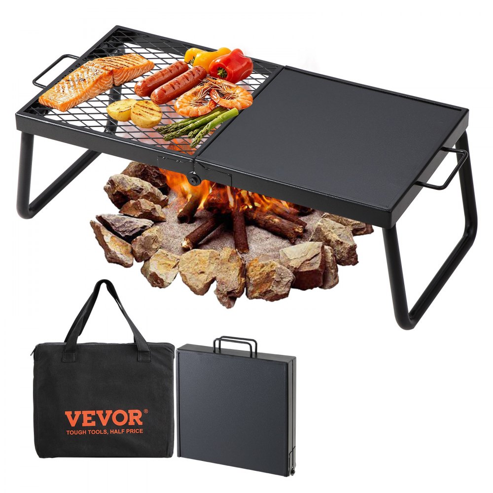VEVOR BBQ Gills Holzkohlegrill Klappgrill Tischgrill 570 x 285 x 230 mm, 6 kg Belastbar Tragbarer Reisegrill Outdoor Campinggrill 300 ℃, Grillgitter + Grillplatte für Gartenpartys, Picknick, Terasse