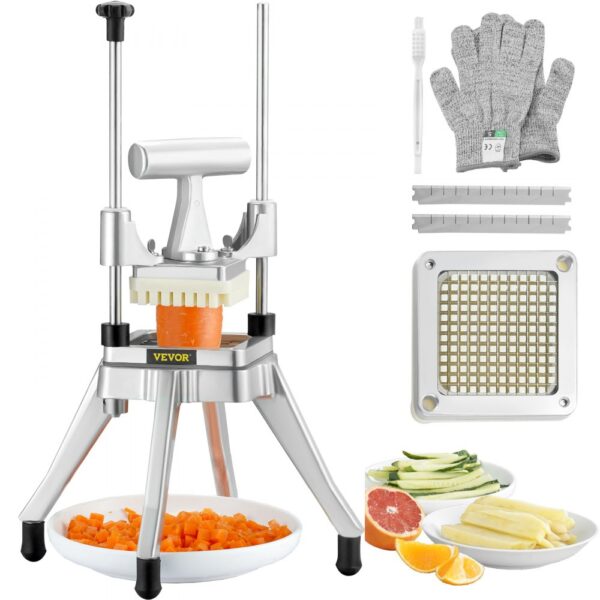 VEVOR Kartoffelschneider Pommes Frites Schneider 1/4 Zoll, Frittenschneider Gemüseschneider Kommerzieller Zerkleinerer Obstschneidemaschine mit 2 Ersatzklingen, Edelstahl Zerhacker Salat, Früchte VEVOR Kartoffelschneider Pommes Frites Schneider 1/4 Zoll, Frittenschneider Gemüseschneider Kommerzieller Zerkleinerer Obstschneidemaschine mit 2 Ersatzklingen, Edelstahl Zerhacker Salat, Früchte