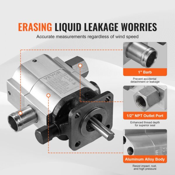 VEVOR Hydraulische Holzspalterpumpe, 13 GPM, 2-stufige 3000 PSI Holzspalterpumpe, 1" Einlass 1/2" NPT Auslass 3600 U/min Aluminium-Hydraulikzahnradpumpe, für Holzspalter mit kleinem Motor, Schneepflug – Bild 3