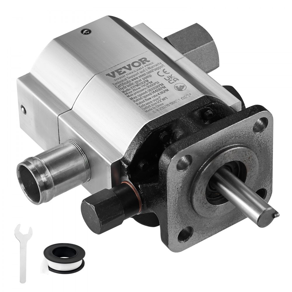 VEVOR Hydraulische Holzspalterpumpe, 13 GPM, 2-stufige 3000 PSI Holzspalterpumpe, 1" Einlass 1/2" NPT Auslass 3600 U/min Aluminium-Hydraulikzahnradpumpe, für Holzspalter mit kleinem Motor, Schneepflug