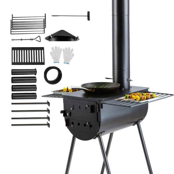 VEVOR Tragbarer Holzofen, Camping-Hot-Zelt-BBQ-Ofen, 300 cm, für den Außenbereich mit Rohren VEVOR Tragbarer Holzofen, Camping-Hot-Zelt-BBQ-Ofen, 300 cm, für den Außenbereich mit Rohren