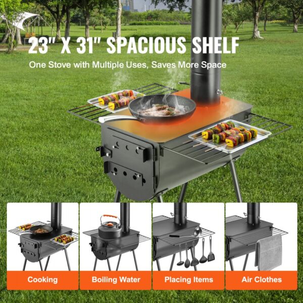 VEVOR Tragbarer Holzofen, Camping-Hot-Zelt-BBQ-Ofen, 300 cm, für den Außenbereich mit Rohren – Bild 3 VEVOR Tragbarer Holzofen, Camping-Hot-Zelt-BBQ-Ofen, 300 cm, für den Außenbereich mit Rohren – Bild 3