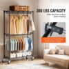VEVOR Rollbarer Kleiderständer Garderobenständer 1 Kleiderstange, 2-lagig, 136 kg Belastbar Strapazierfähiger Rollbarer Kleiderständer für Schlafzimmer, Wäscheraum, Ankleidezimmer, Eingang usw. – Bild 3