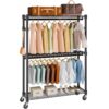 VEVOR 3-lagiger Rollbarer Kleiderständer Garderobenständer Kleiderstangen, 204 cm Höhe Stahl Kleiderständer 182 kg Belastbar, Strapazierfähig Ständer für Schlafzimmer, Wäscheraum, Ankleidezimmer usw.