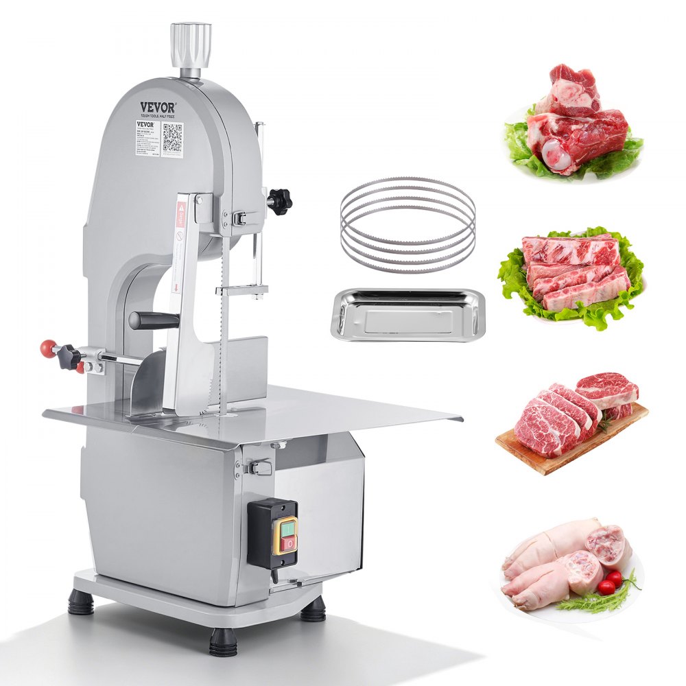 VEVOR Knochen Sägemaschine, 1500 W 300 kg/h Elektrische Knochenschneidemaschine, 490x380 mm Knochenschneidemaschine, 4-200 mm Schnittdicke Gastro-Fleischsäge, Kommerzielle Knochensäge Fleischbandsäge